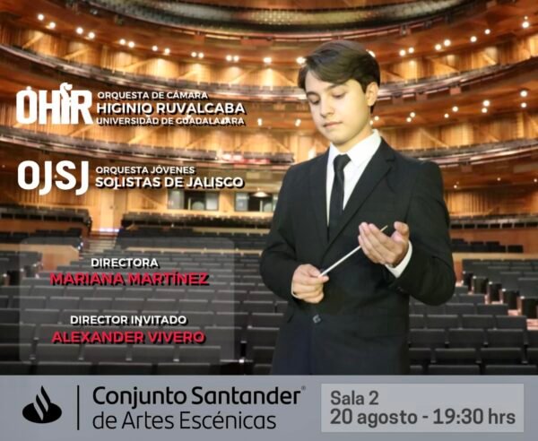 CARTEL CONCIERTO DE ORQUESTA HIGINIO RUVALCABA Y ORQUESTA DE JOVENES DE JALISCO. DIRECTOR ALEXANDER VIVERO.