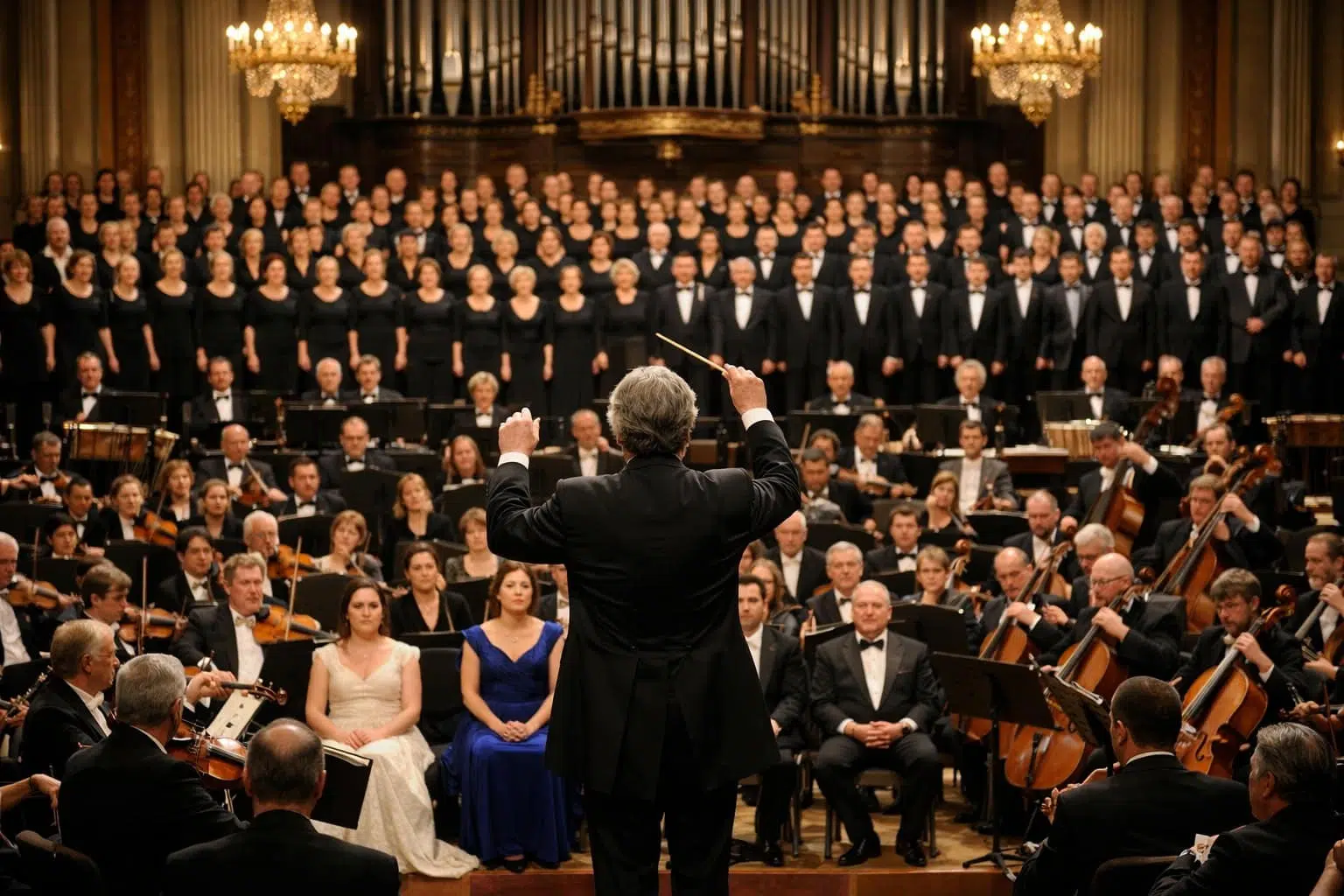 IMAGEN DE UN CORO Y ORQUESTA DE COMPOSITORES DEL RENACIMIENTO AL SIGLO 21