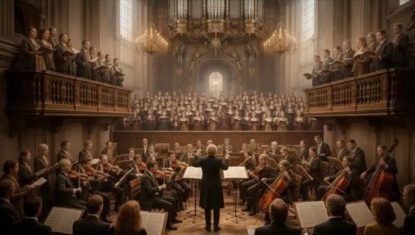 IMAGEN DE DOS COROS EN UNA IGLESIA BARROCA. CONTRAPUNTO A DOS VOCES.