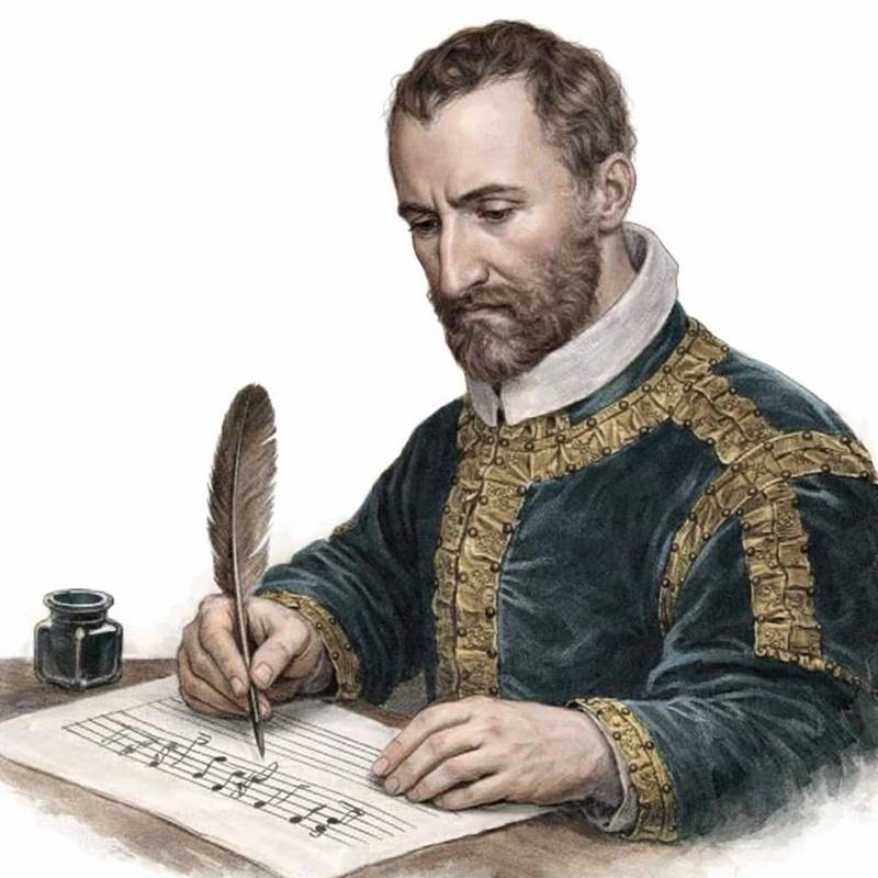 IMAGEN DE GIOVANNI PIERLUIGI DA PALESTRINA ESCRIBIENDO UNA COMPOSICION CONTRAPUNTISTICA