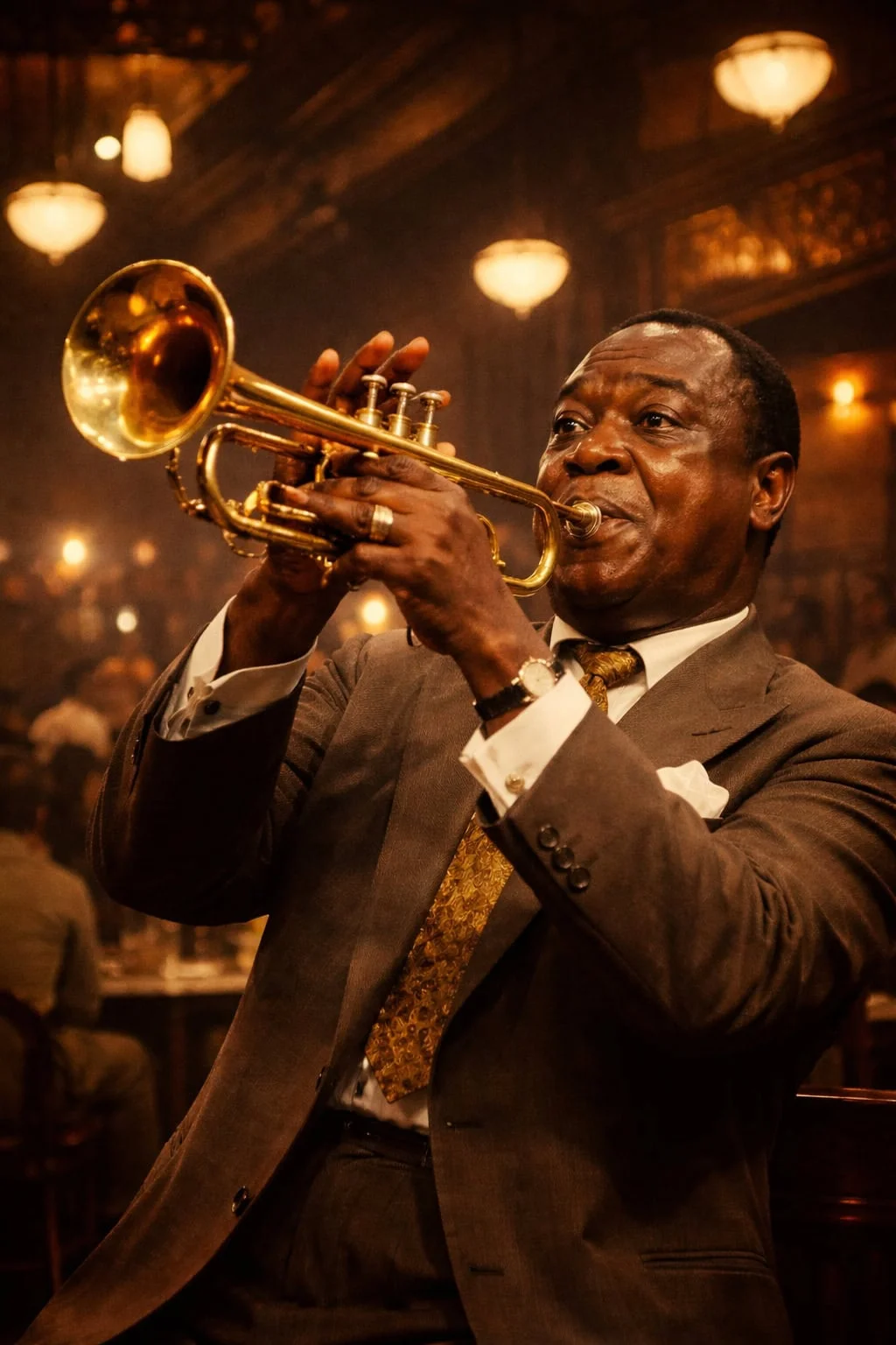 IMAGEN DE LOUIS ARMSTRONG TOCANDO LA TROMPETA