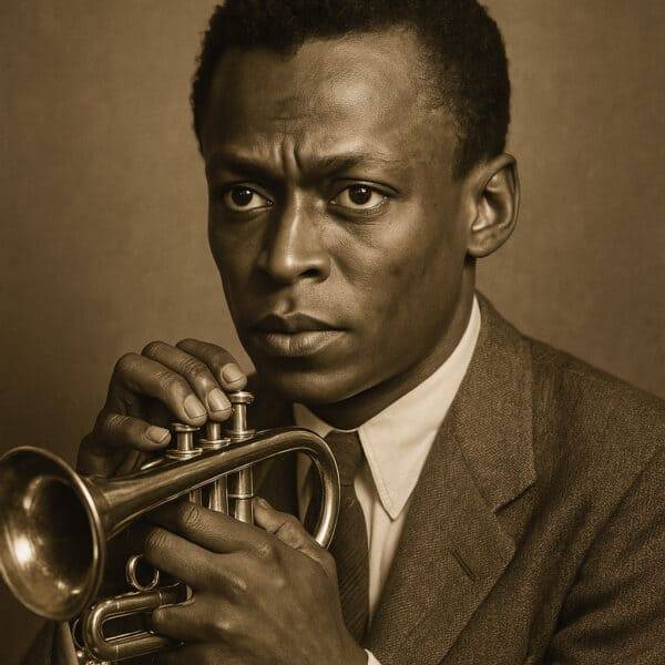 IMAGEN DE MILES DAVIS CON TROMPETA