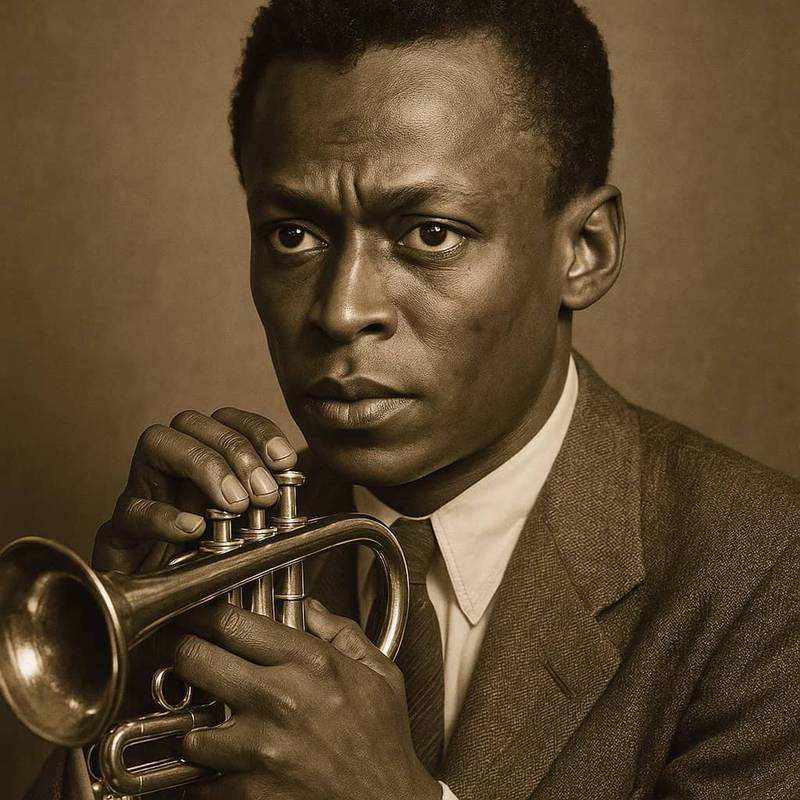 IMAGEN DE MILES DAVIS CON TROMPETA